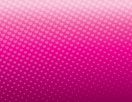 Abstract pink background covered in heart shapes of gradually varying size, larger at the top and smaller below.のイラスト素材