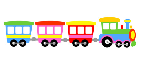 Cute colorful kids toy train isolated on white background illustration