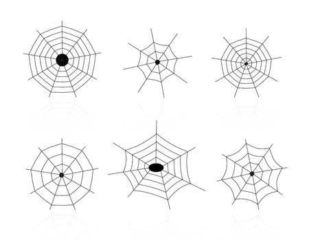 Collection of different shaped spider webs isolated on white backgroundのイラスト素材