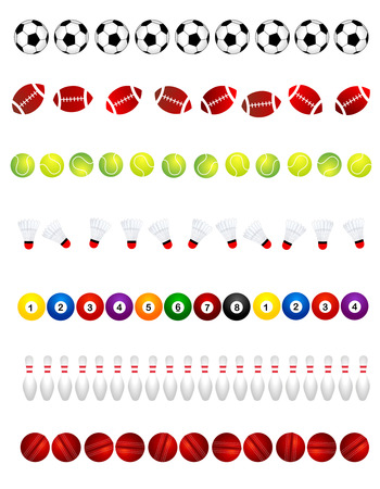Colorful sport balls divider / frame isolated on white background.のイラスト素材