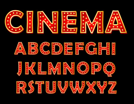 asino or Broadway Signs style light bulb Alphabet in Vectorのイラスト素材