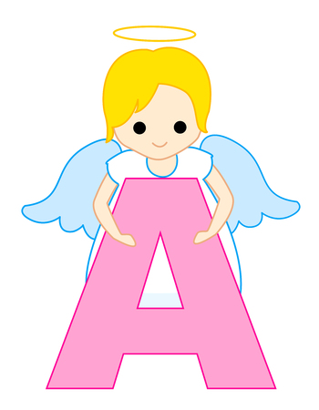 Alphabet letter A with an angelのイラスト素材