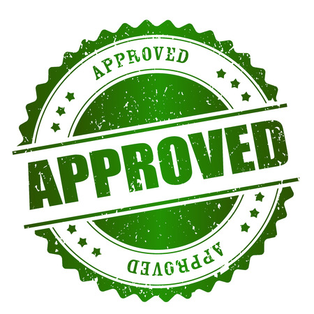 Approved rubber stamp green grunge isolated on white backgroundのイラスト素材