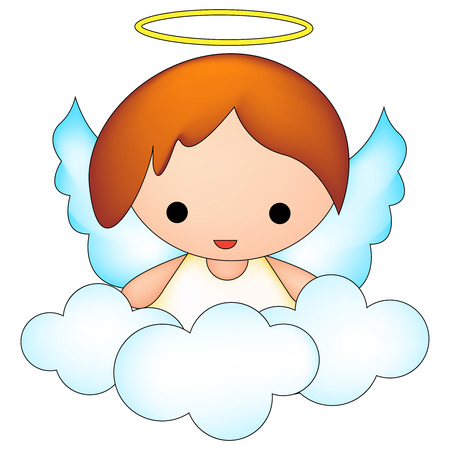 fairy / angel on clouds clipart isolated on whiteのイラスト素材