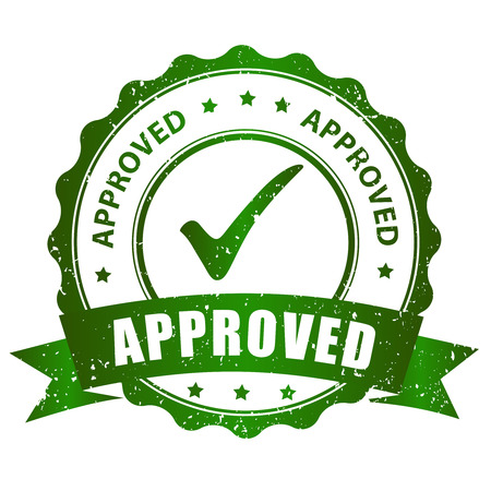 Approved rubber stamp green grunge isolated on white backgroundのイラスト素材