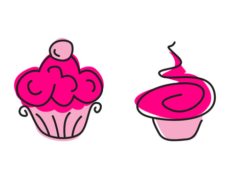Cupcake isolated on white background. Ideal logo for cupake storeのイラスト素材