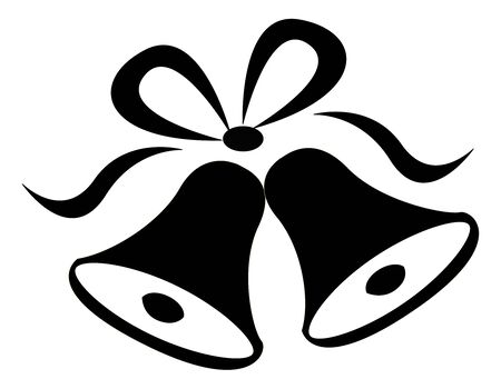 Illustration of a elegant black color wedding bells with ribbons isolated n white backgroundのイラスト素材