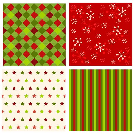 Christmas seamless pattern with christmas stars, snow and stripesのイラスト素材