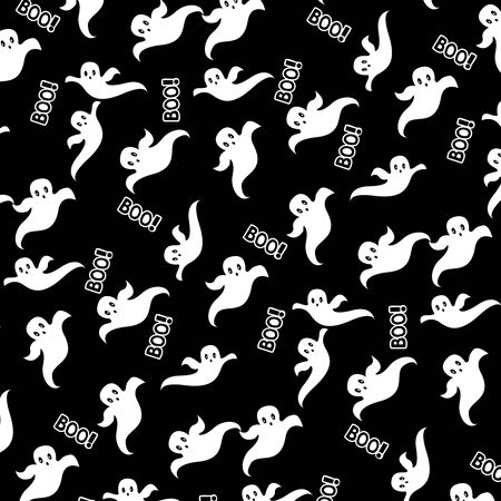 Halloween seamless pattern with ghosts. Happy halloweenのイラスト素材