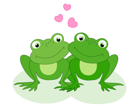 Cute little frog couple in loveのイラスト素材