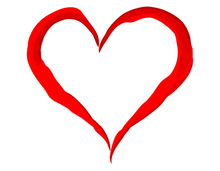 Painted heart isolated on white lineart heartのイラスト素材