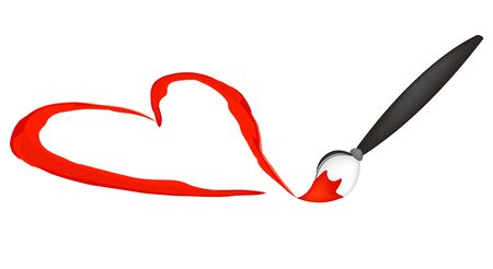 Painted heart with a paint brushのイラスト素材
