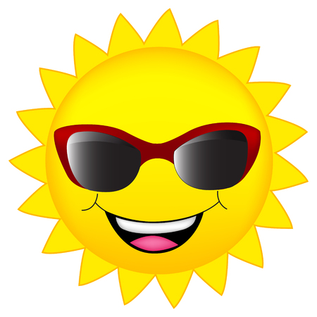 happy sun wearing sunglasses clipart isolated on whiteのイラスト素材