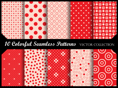 Seamless polka dot pattern collection with circles. Vector swatchのイラスト素材