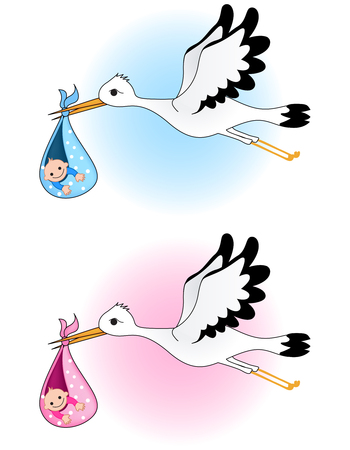 Stork carrying bundleのイラスト素材