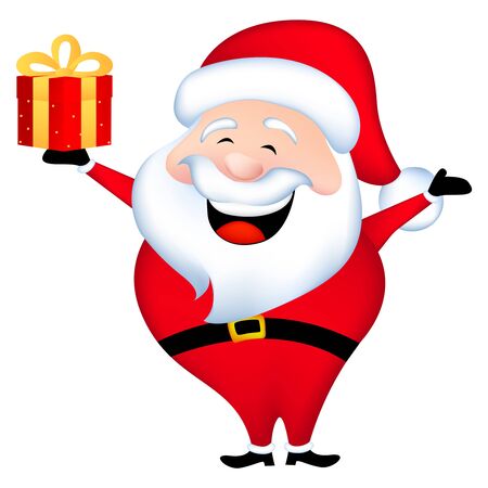 Santa claus on white background. Vector illustration for retro christmas card.のイラスト素材