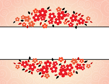 Colorful spring flowers border with red flowersのイラスト素材