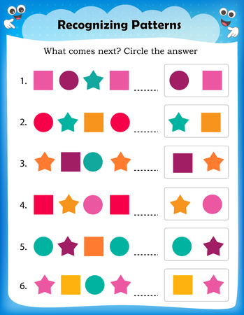 Worksheet understanding patterns | complete pattern with correct pictureのイラスト素材