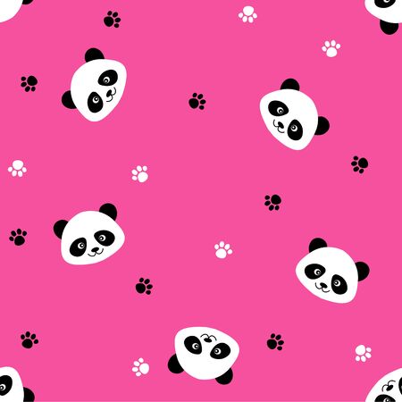 Seamless cute cartoon panda patternのイラスト素材