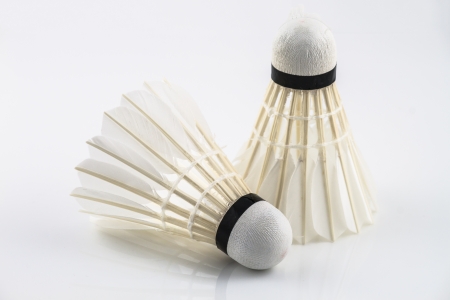 White shuttlecock isolated on white background