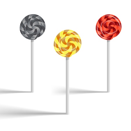 Set of swirly lollypop Gold silver and bronze,  illustrationのイラスト素材