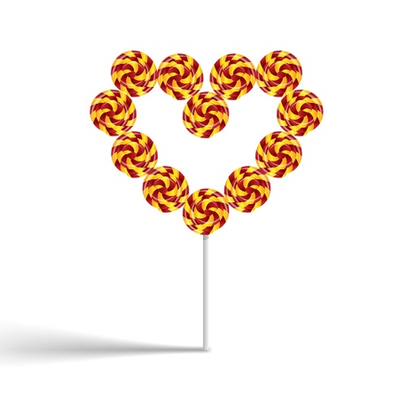 Colorful heart swirly lollypop isolated on white background,  illustrationのイラスト素材