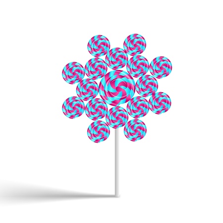 Colorful flower swirly lollypop isolated on white background,  illustrationのイラスト素材