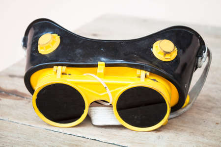 Close up safety metal and sparks protection glasses