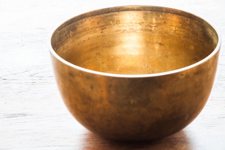 Vintage brass bowl for special tradition ceremonyの写真素材