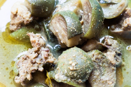 Close up spicy green curry, thai traditional foodの写真素材