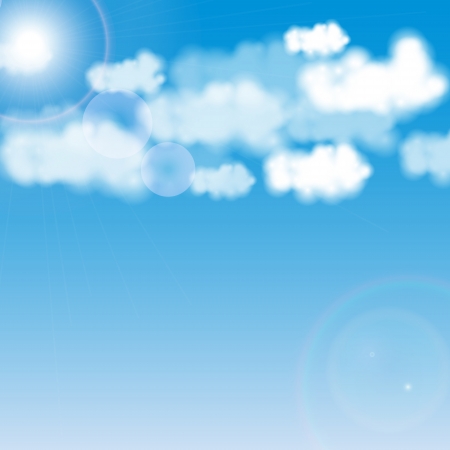 Blue sky with white cloud, illustrationのイラスト素材