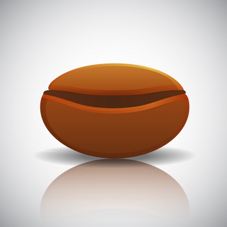 Roasted coffee bean with reflection, illustrationのイラスト素材