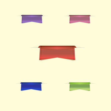 Colorful sleek web ribbons on yellow background, stock vectorの写真素材