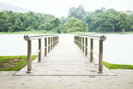 Green scenery and bridge in the park, stock photoの写真素材