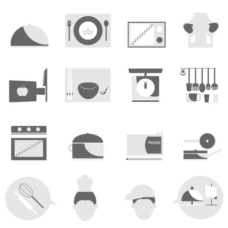 Kitchen icons on white background, stock vectorのイラスト素材