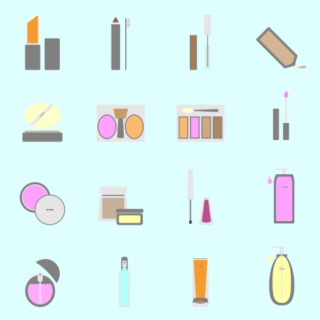 Cosmetic color icons on light background, stock vectorのイラスト素材