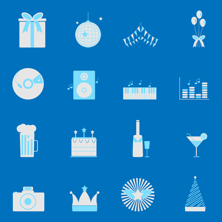 Party and celebration color icons set, stock vectorのイラスト素材