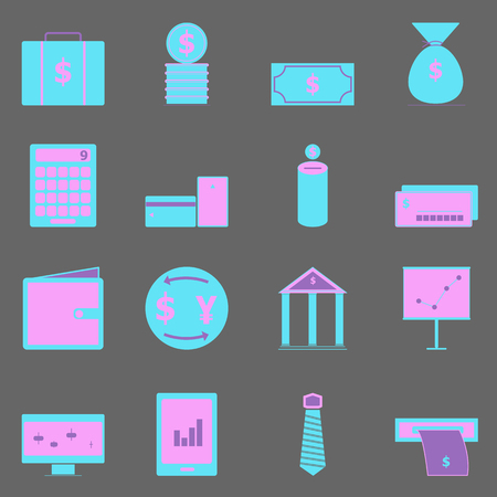 Business color icons on gray background, stock vectorのイラスト素材