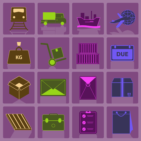Shipping icons with reflect on button, stock vectorのイラスト素材