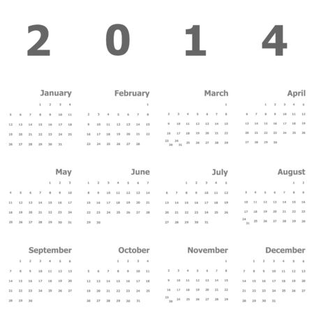 Calendar 2014 on white background, stock vectorのイラスト素材