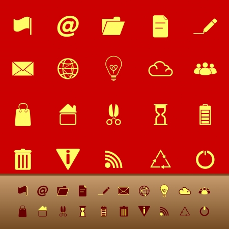 Web and internet color icons on red background, stock vectorのイラスト素材