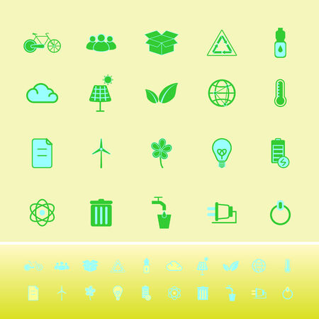 Ecology color icons on yellow background, stock vectorのイラスト素材