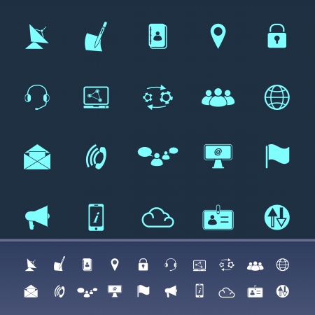 Communication color icons on navy background, stock vectorのイラスト素材