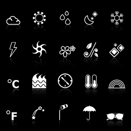 Weather icons with reflect on black backgroundのイラスト素材