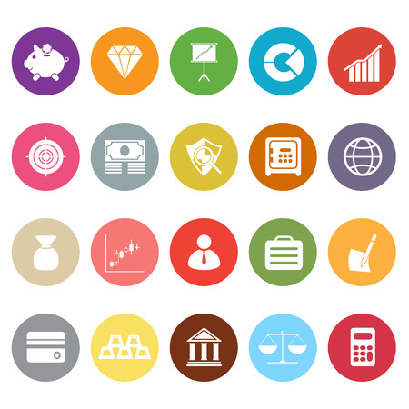 Finance flat icons on white background, stock vectorのイラスト素材