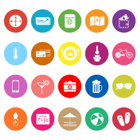 Journey flat icons on white background, stock vectorのイラスト素材