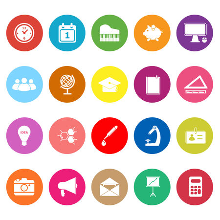 School flat icons on white background, stock vectorのイラスト素材