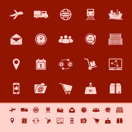 Logistic color icons on red background, stock vectorのイラスト素材