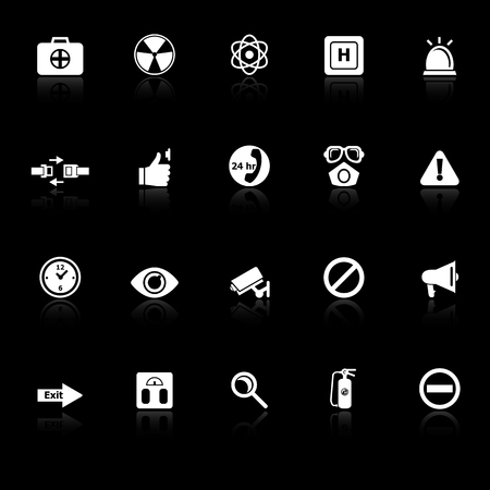 General healthcare icons with reflect on black background, stock vectorのイラスト素材