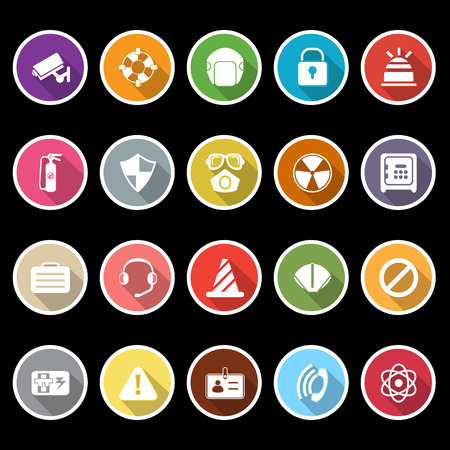 Safety icons with long shadow, stock vectorのイラスト素材